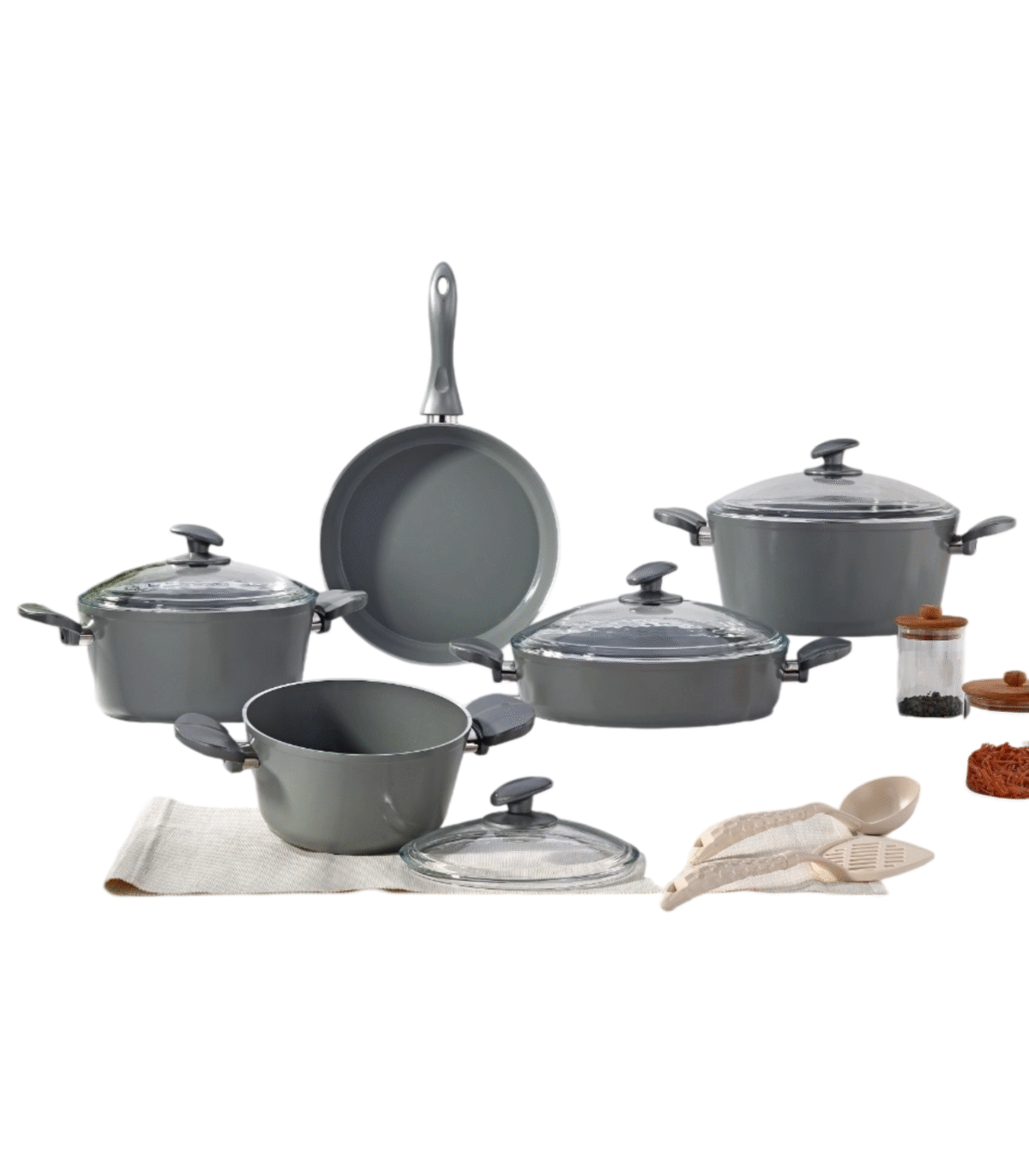 11PCS PINK COOKWARE SET - Image 1