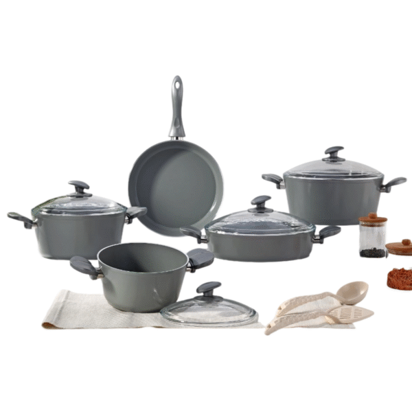 11PCS PINK COOKWARE SET