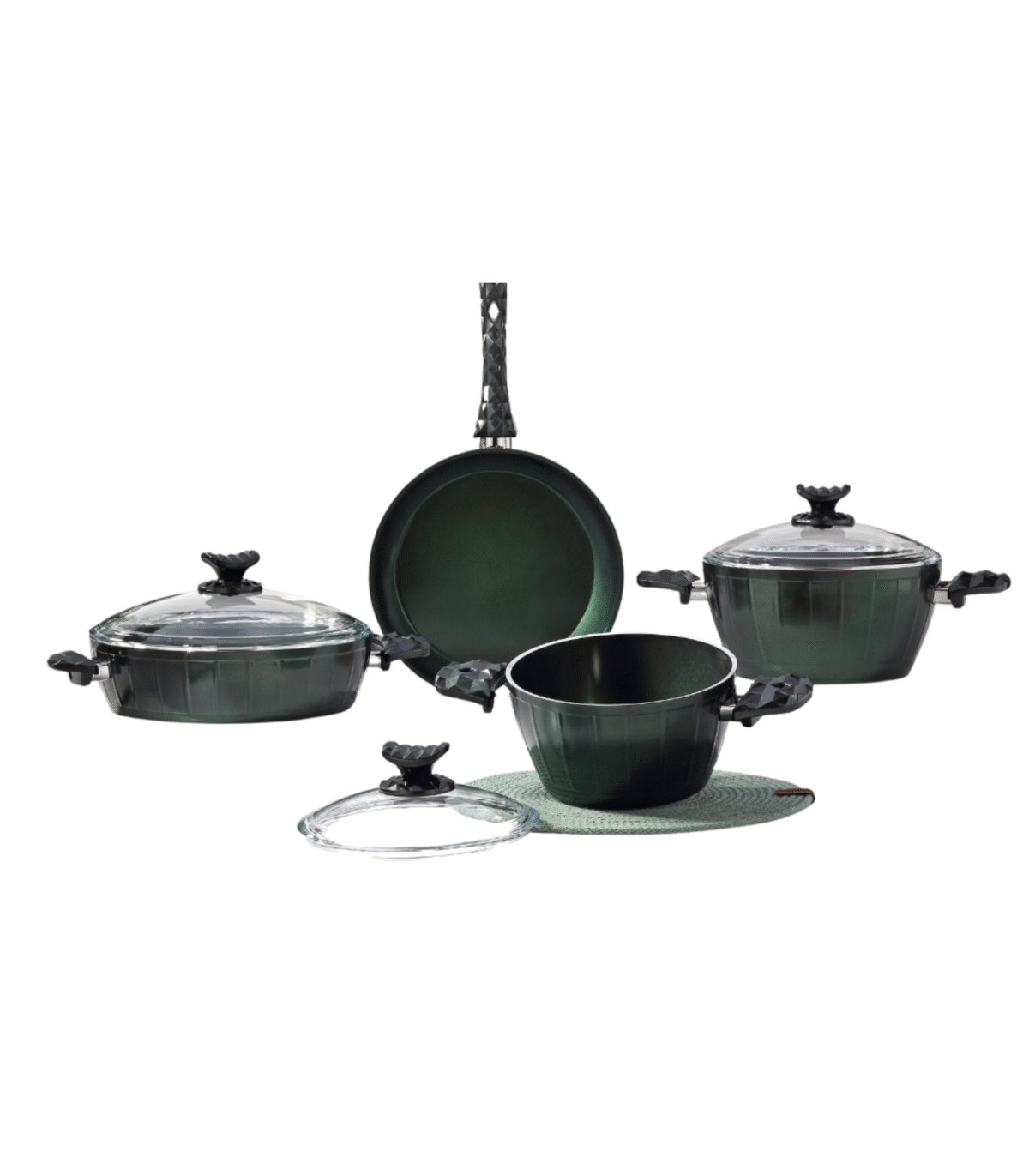 7PCS GREEN COOKWARE SET - Image 1