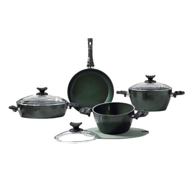 7PCS GREEN COOKWARE SET