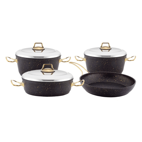 7PCS BLACK GOLD COOKWARE SET
