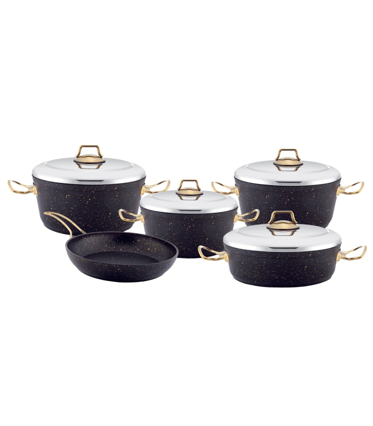 9PCS BLACK GOLD COOKWARE SET - Image 1