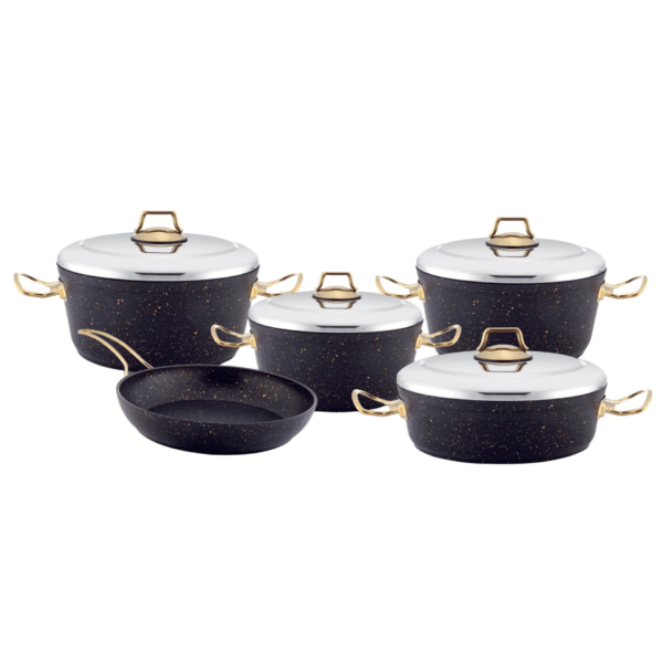 9PCS BLACK GOLD COOKWARE SET