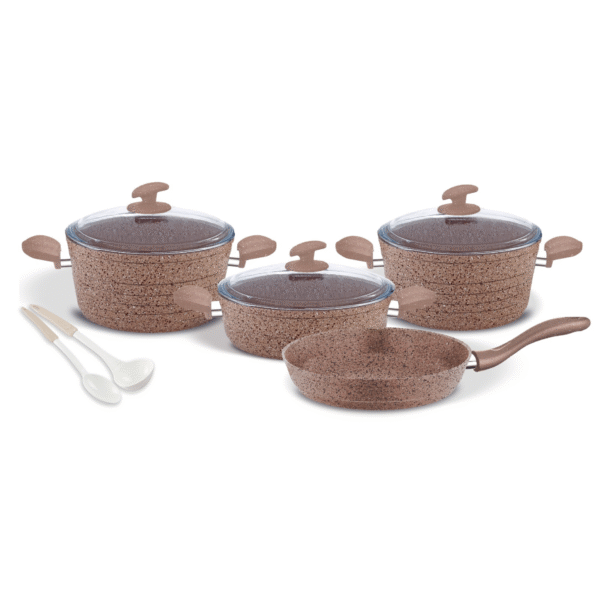 9PCS LIGHT BROWN COOKWARE SET