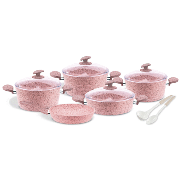11PCS PINK COOKWARE SET