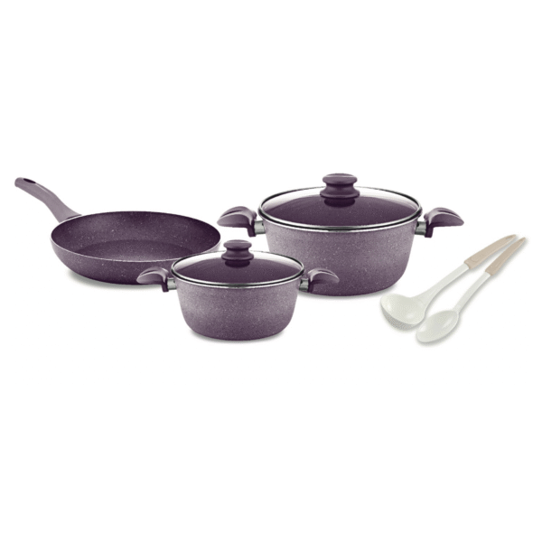 7PCS SILVER VIOLET COOKWARE SET