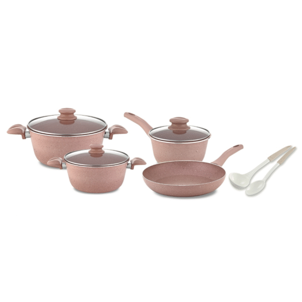 9PCS PINK COOKWARE SET