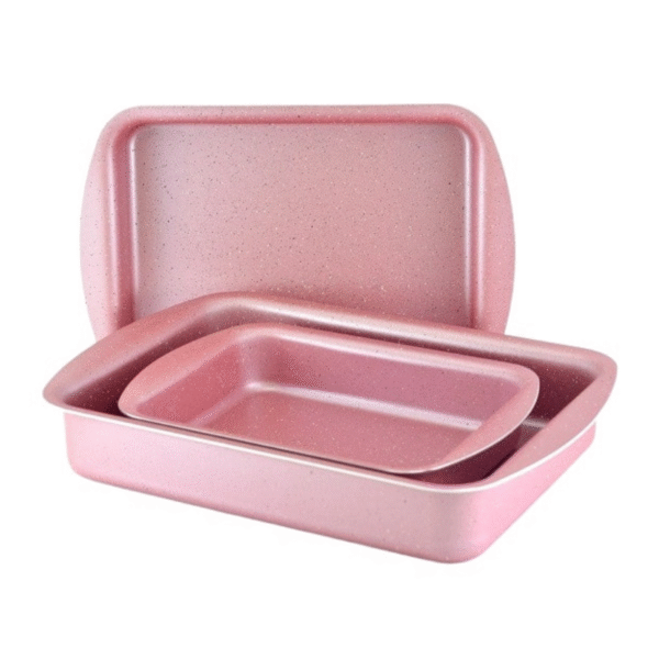 3PCS PINK RECTANGULAR TRAY SET