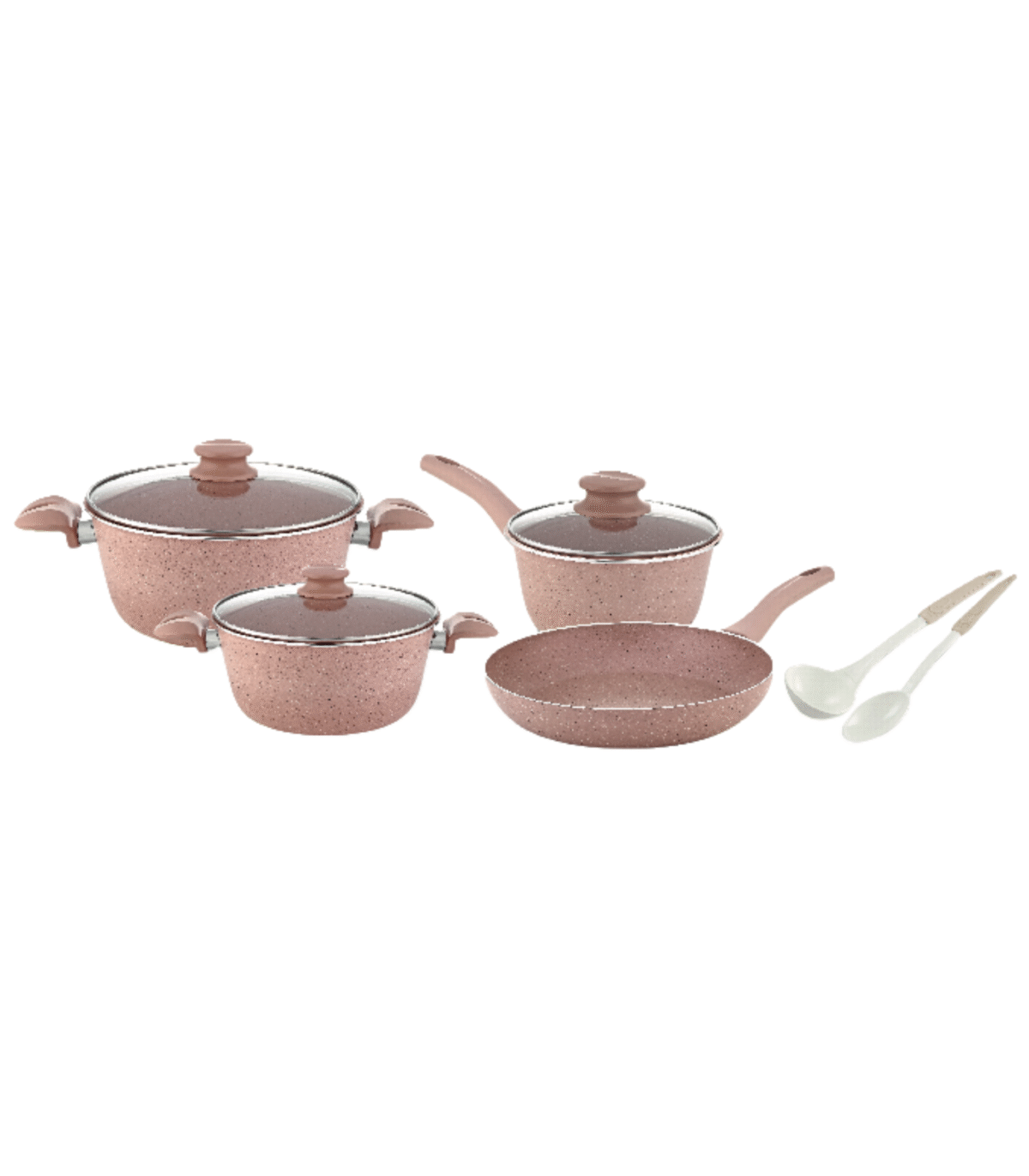 9PCS GRANITE PINK COOKWARE SET - Image 1