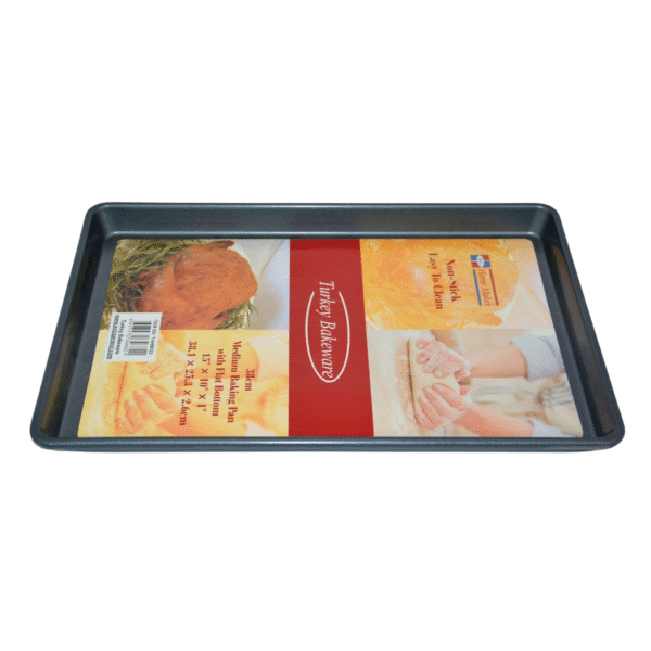 TEFLON MEDIUM BAKE PAN FLAT BOTTOM 38.1x25.3x2.6cm
