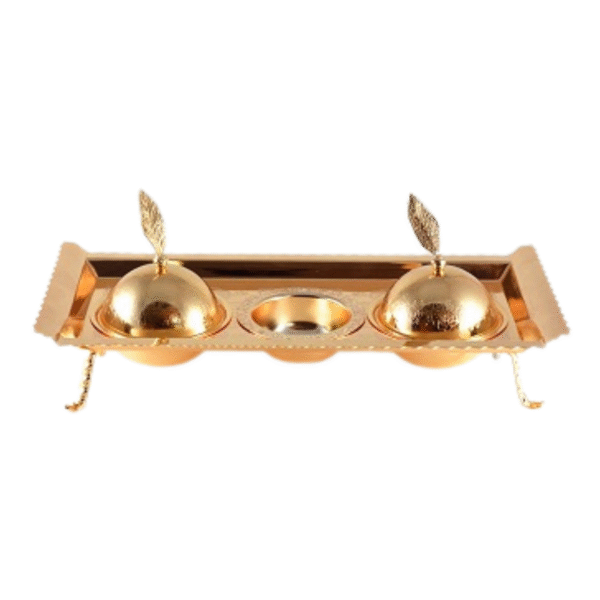 4PC BOWL ST W/TRAY GOLD