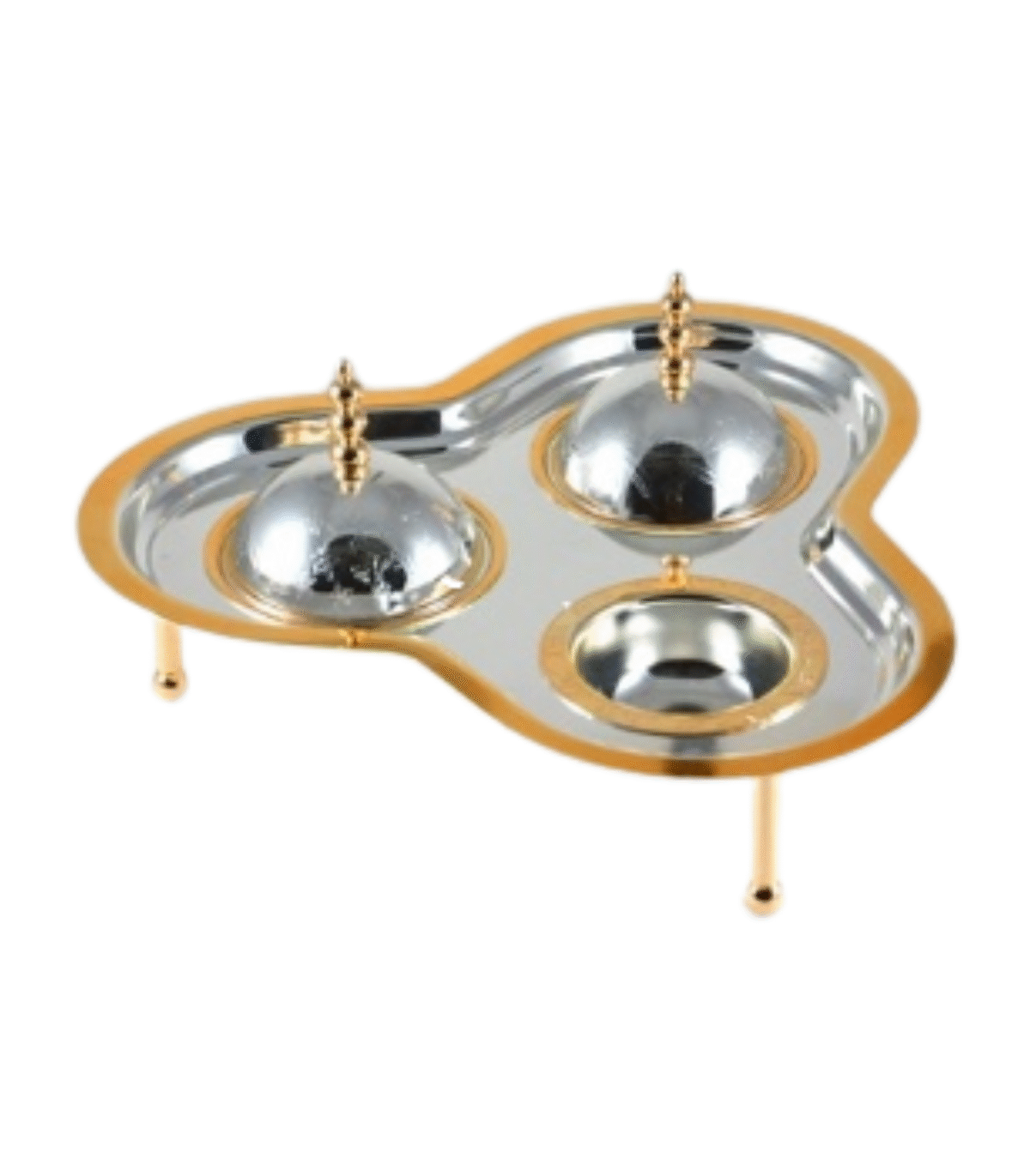 4PC TRAY W/STAND Silver Gold - Image 1