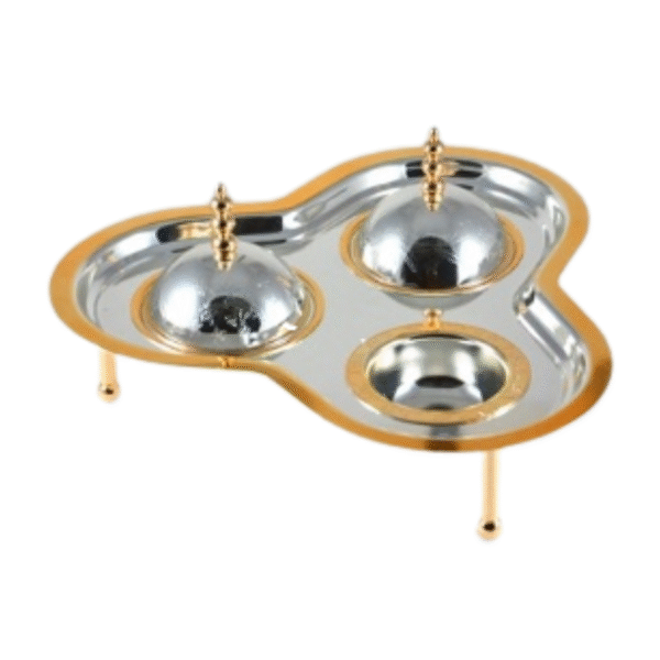 4PC TRAY W/STAND Silver Gold