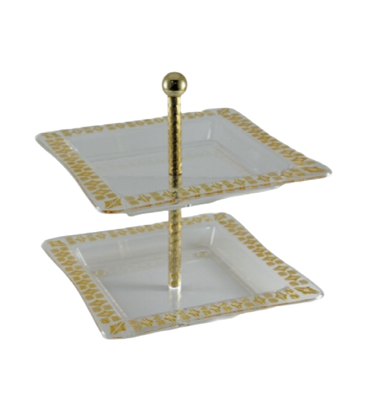 GLITTER 2-TIER SERVING TRAY-SHINY GOLD(K) - Image 1