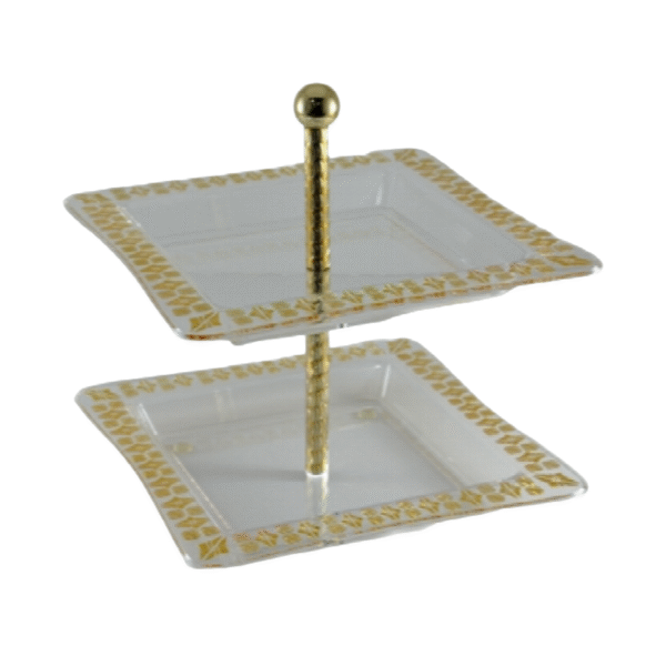 GLITTER 2-TIER SERVING TRAY-SHINY GOLD(K)